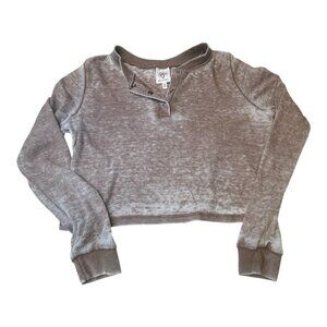 Self Esteem Rust Henley Crop Top Women’s Medium Long Sleeve Waffle Knit